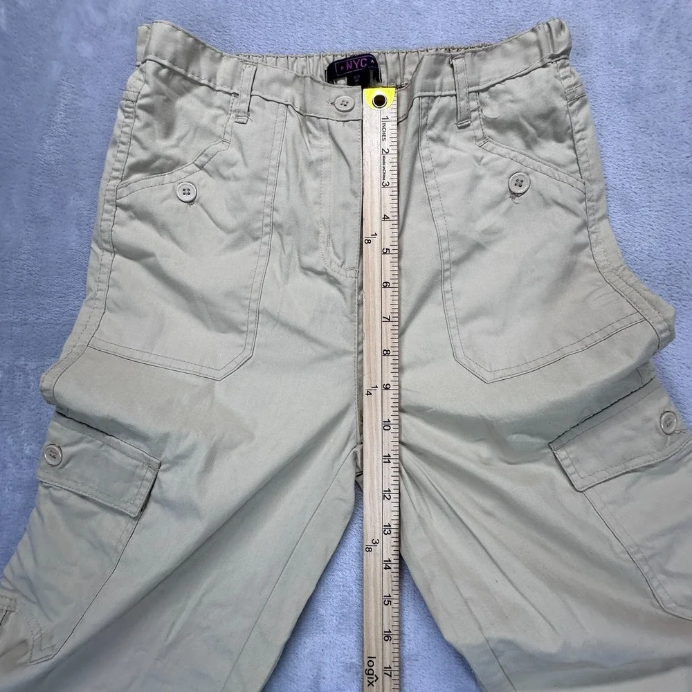 NYC Cargo Pants Girls Medium 12 Beige Cotton Utility Outdoor Travel High Rise